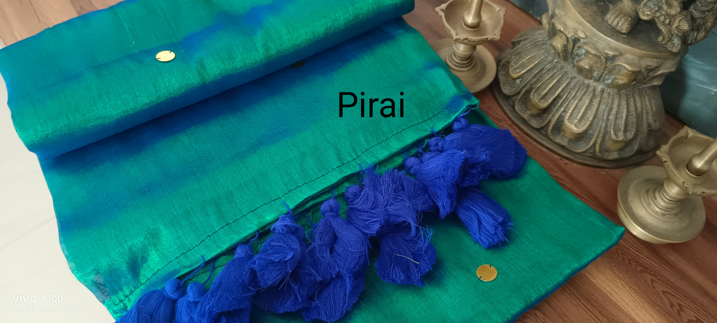 Handloom pure tissue cotton raga tissue saree with button sequence gini work