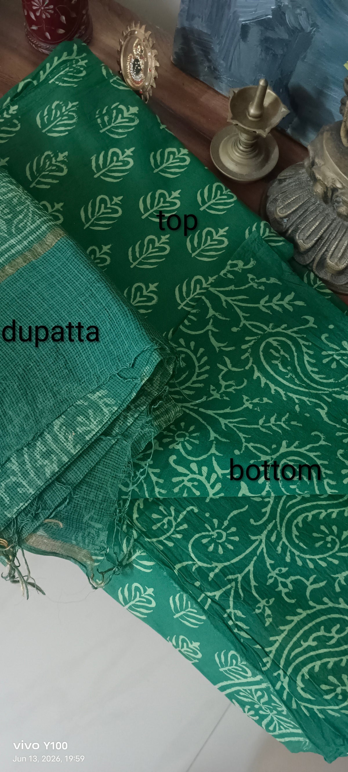 Exclusive Cotton Top With Pure Kota Doriya Dupatta And Cotton Bottom materials