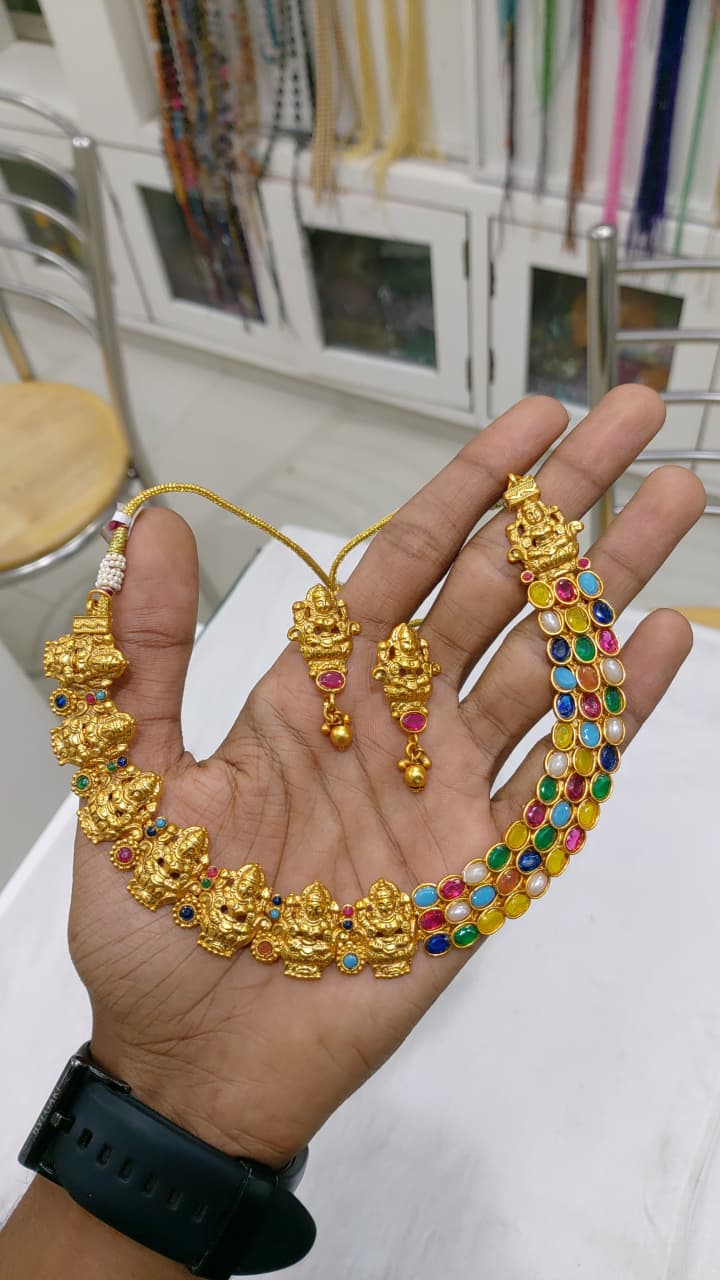 Traditional South Indian temple jewelry.