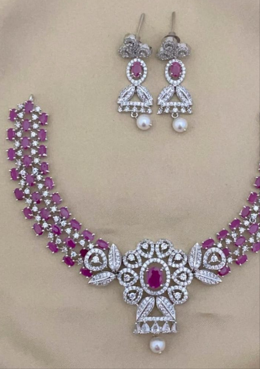Stunning Red with AD stones choker set