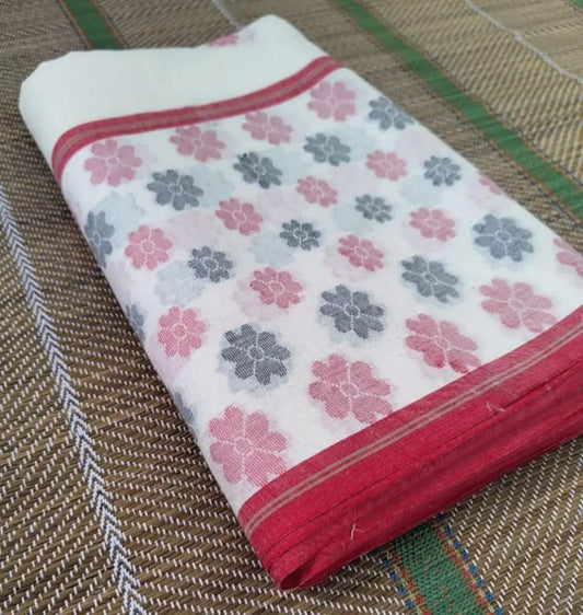 Handloom soft khadi cotton flower saree