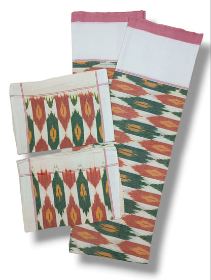 Pure Handloom ikkat double bedsheets with pillow covers