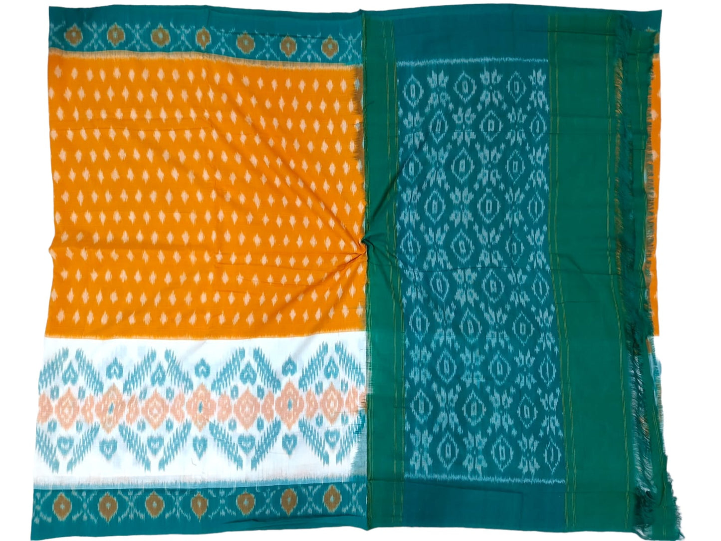 Pure Double weaving Ikkat mercerised cotton sarees