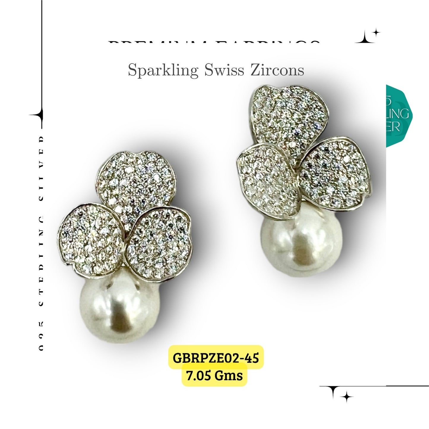 Stunning 925 pure silver flower earrings