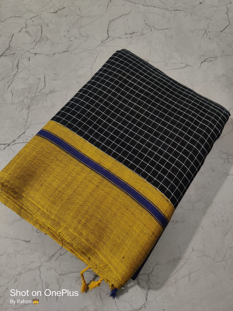 Pure Khadi Cotton Mini check Ganga Jamuna Border Handloom saree