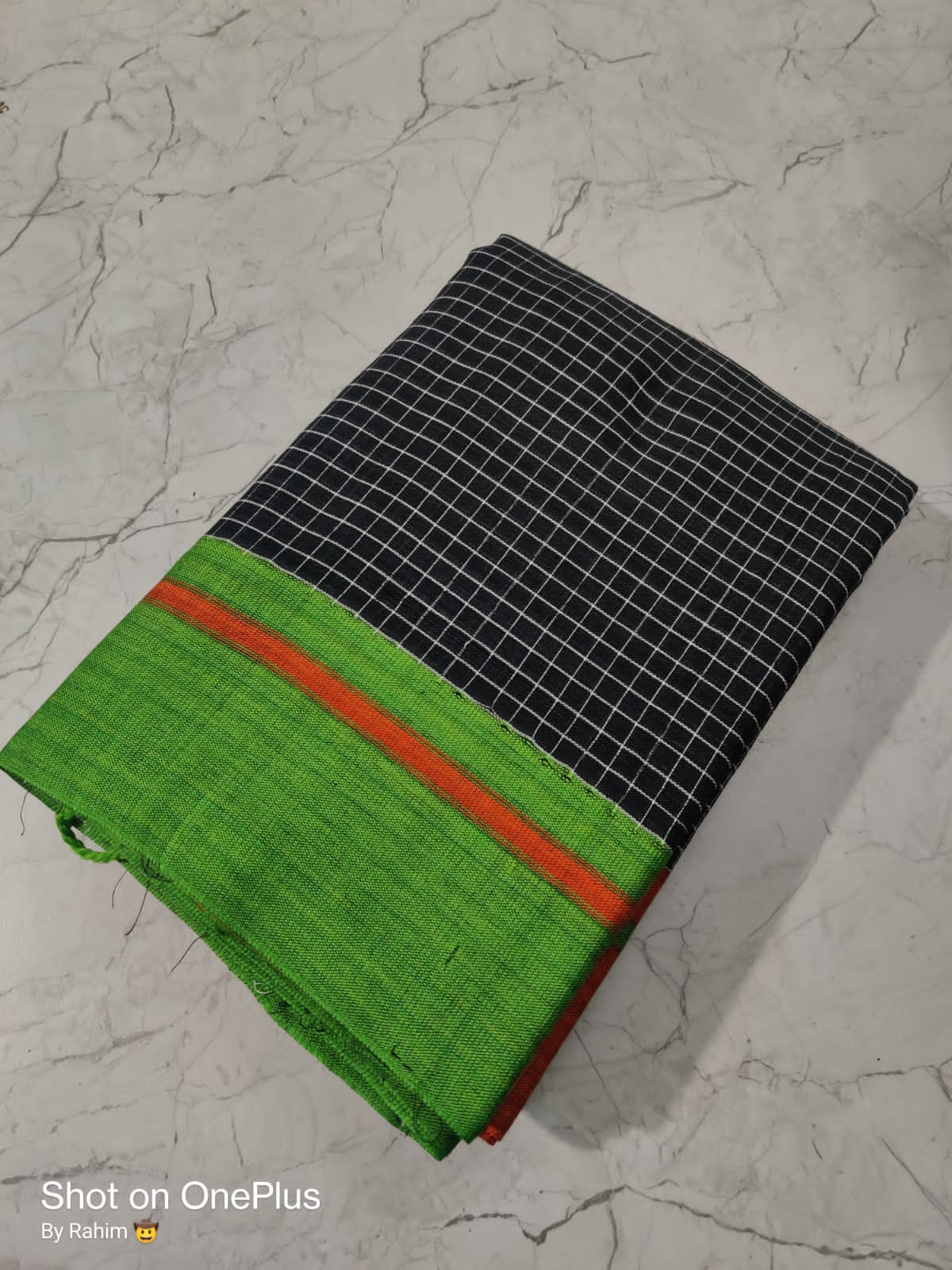 Pure Khadi Cotton Mini check Ganga Jamuna Border Handloom saree