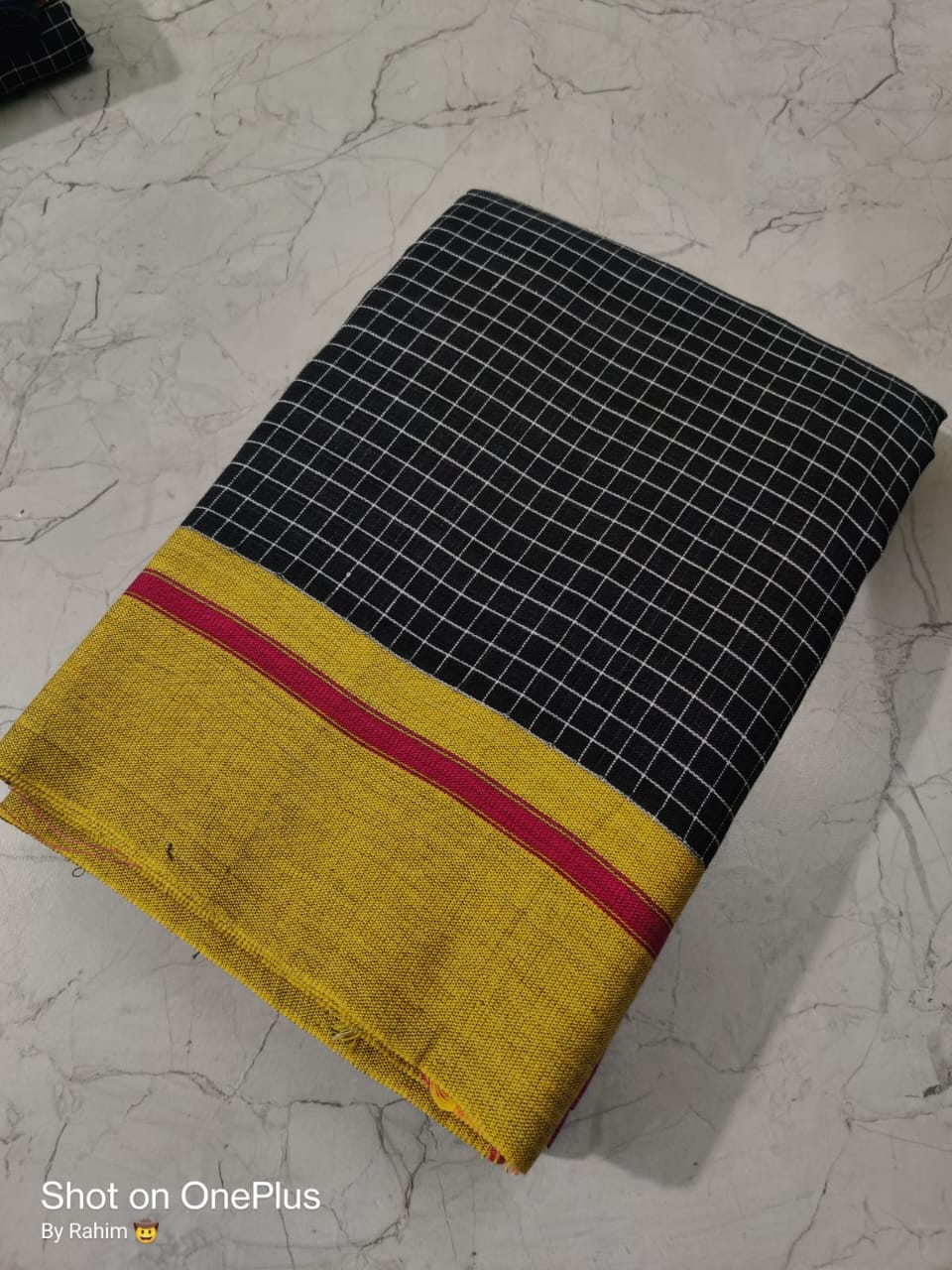 Pure Khadi Cotton Mini check Ganga Jamuna Border Handloom saree