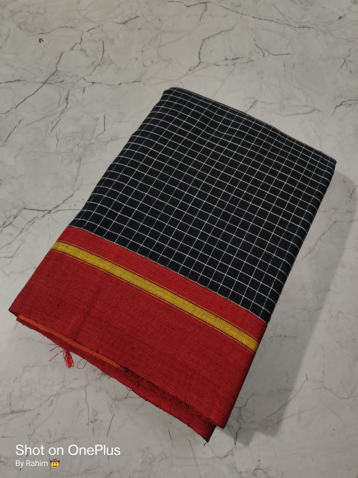 Pure Khadi Cotton Mini check Ganga Jamuna Border Handloom saree