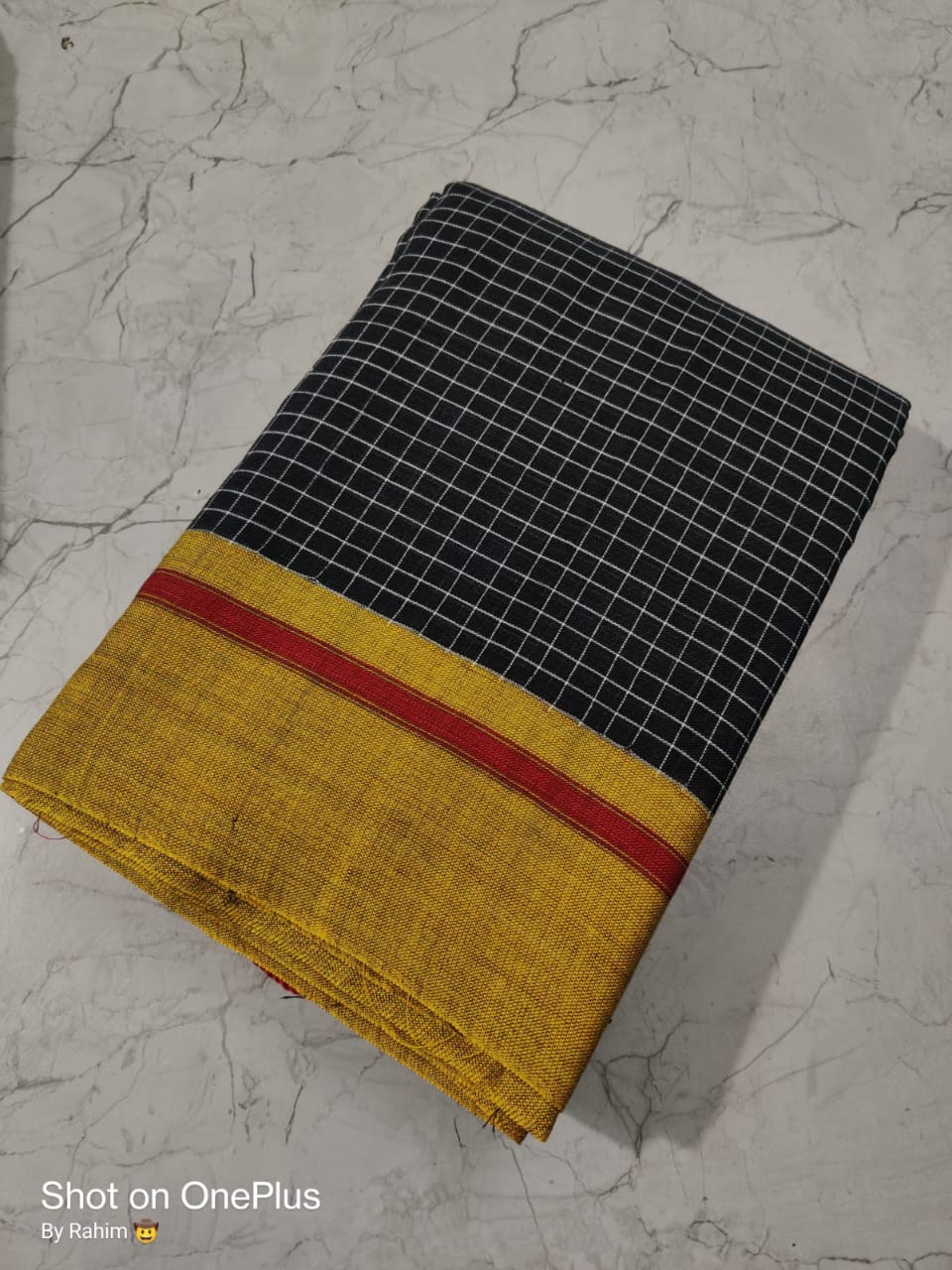 Pure Khadi Cotton Mini check Ganga Jamuna Border Handloom saree