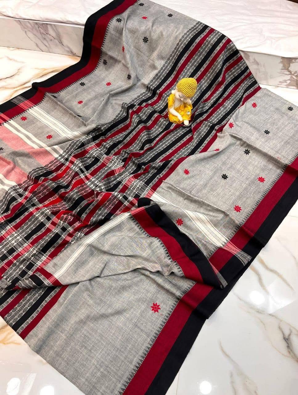 Handloom pure soft cotton original dhonekhali sarees