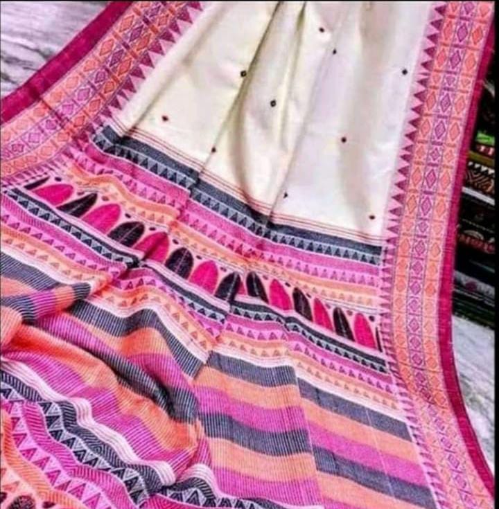 Handloom pure mercerised cotton dongria jamdani sarees