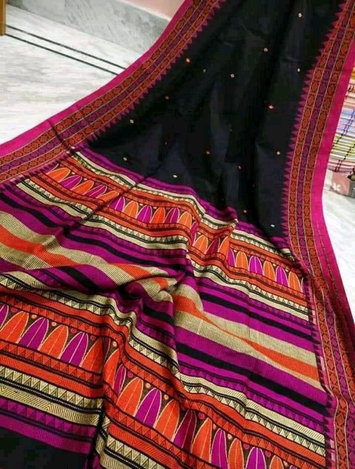 Handloom pure mercerised cotton dongria jamdani sarees