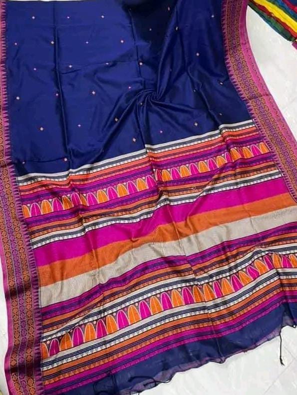 Handloom pure mercerised cotton dongria jamdani sarees