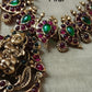 Beautiful antique Lakshmi set with red green stones and pearl