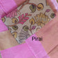 Pure Cotton Linen big Zari border saree with Kalamkari blouse material combo