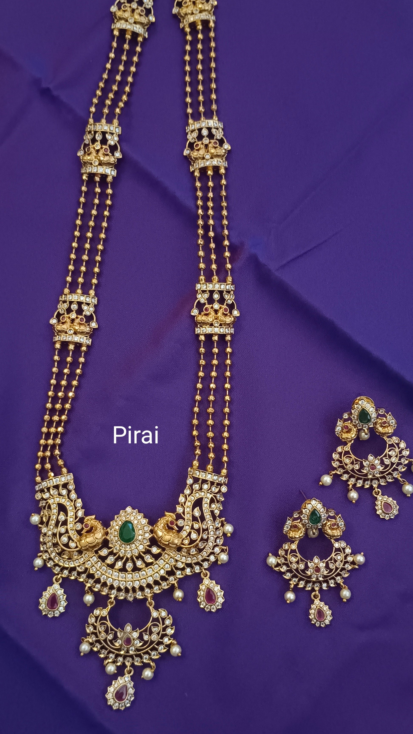 Stunning Annam Haram with White, Red and Green stones