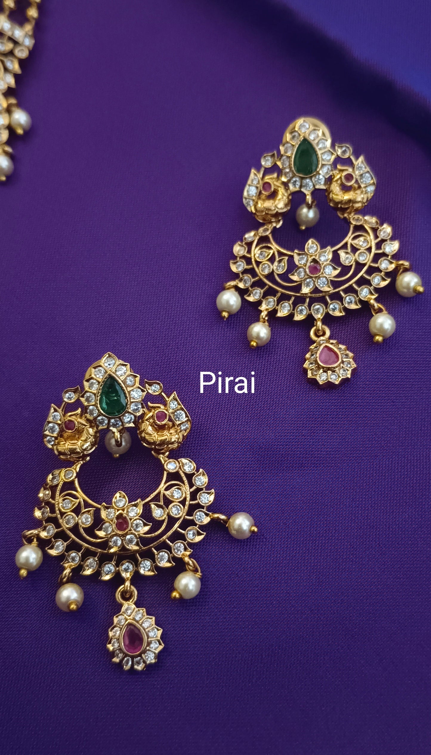 Stunning Annam Haram with White, Red and Green stones