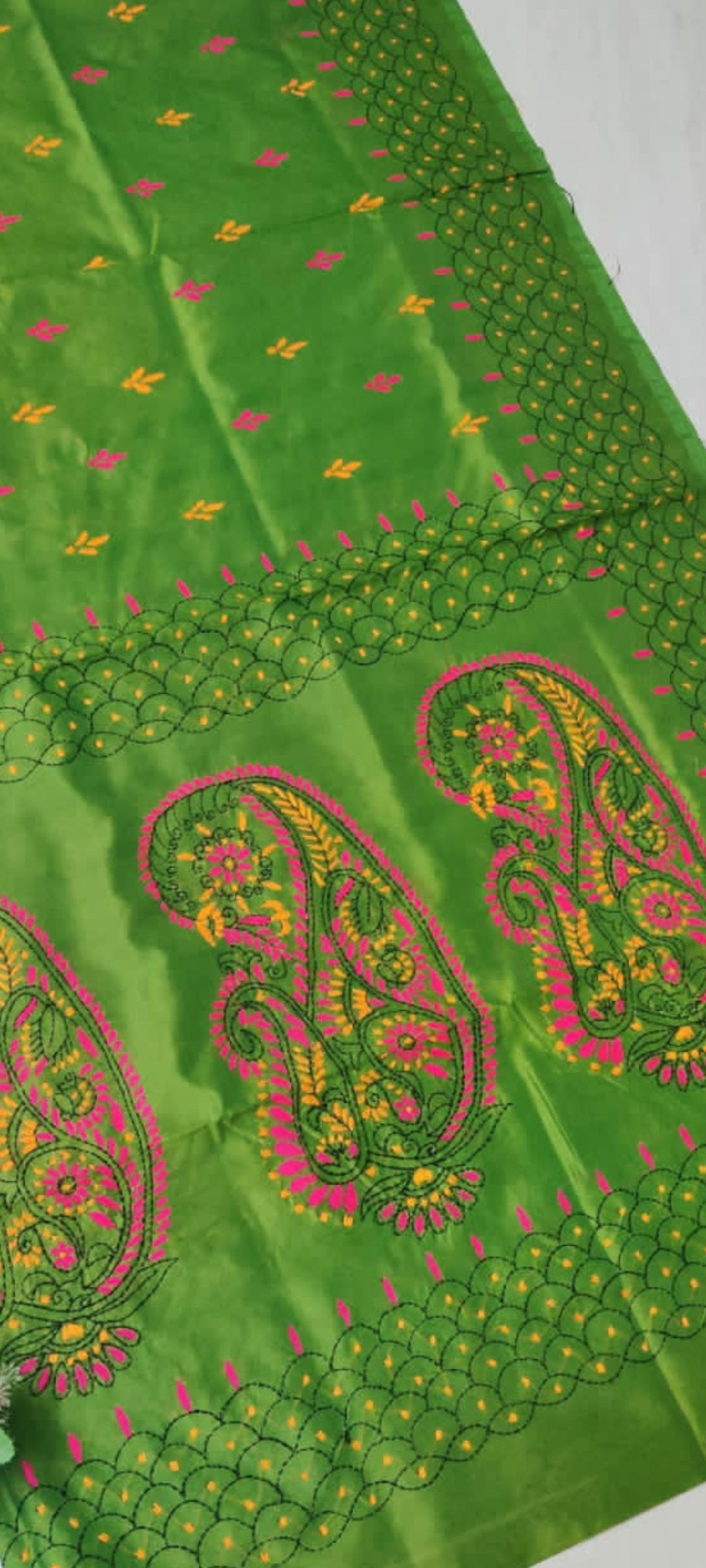 Assam silk Hand stitch Kantha work saree