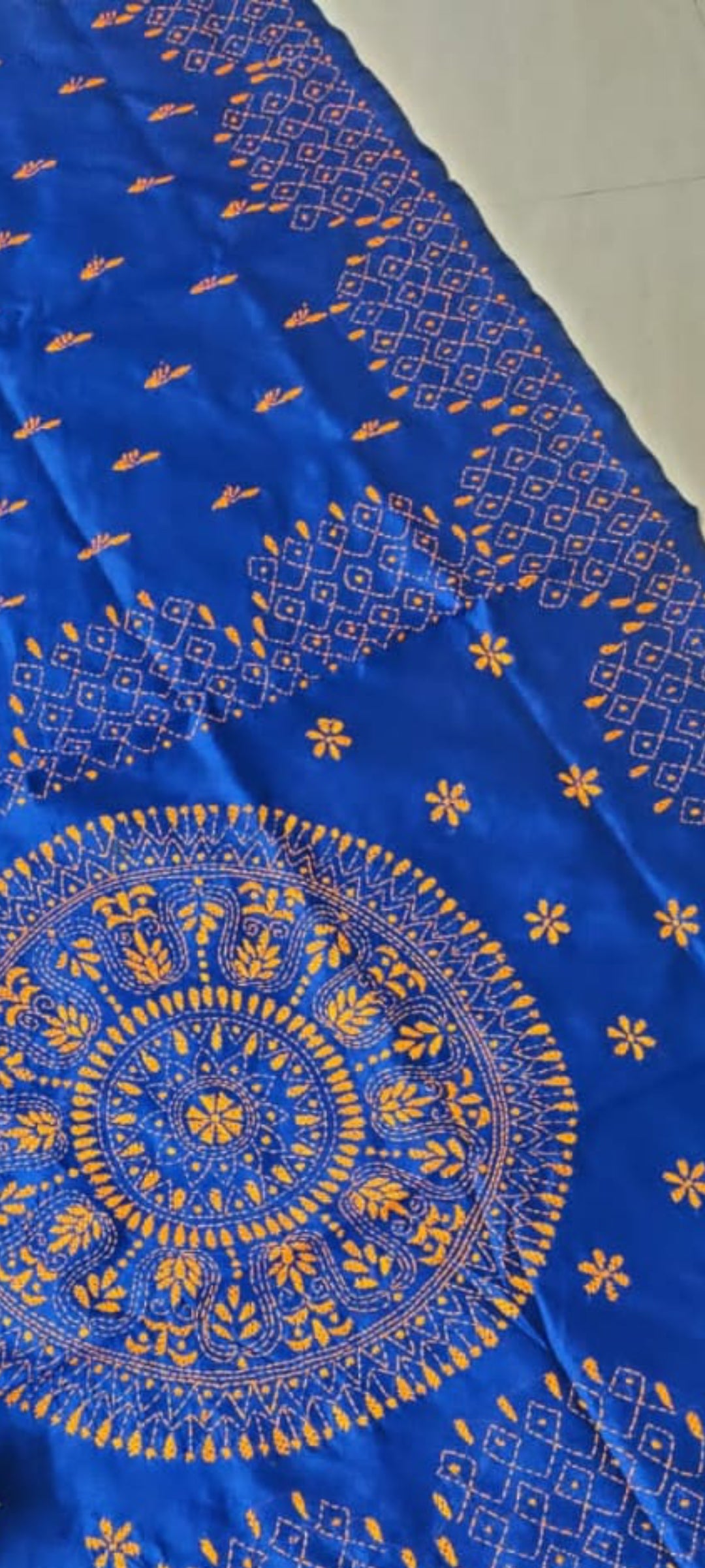 Assam silk Hand stitch Kantha work saree