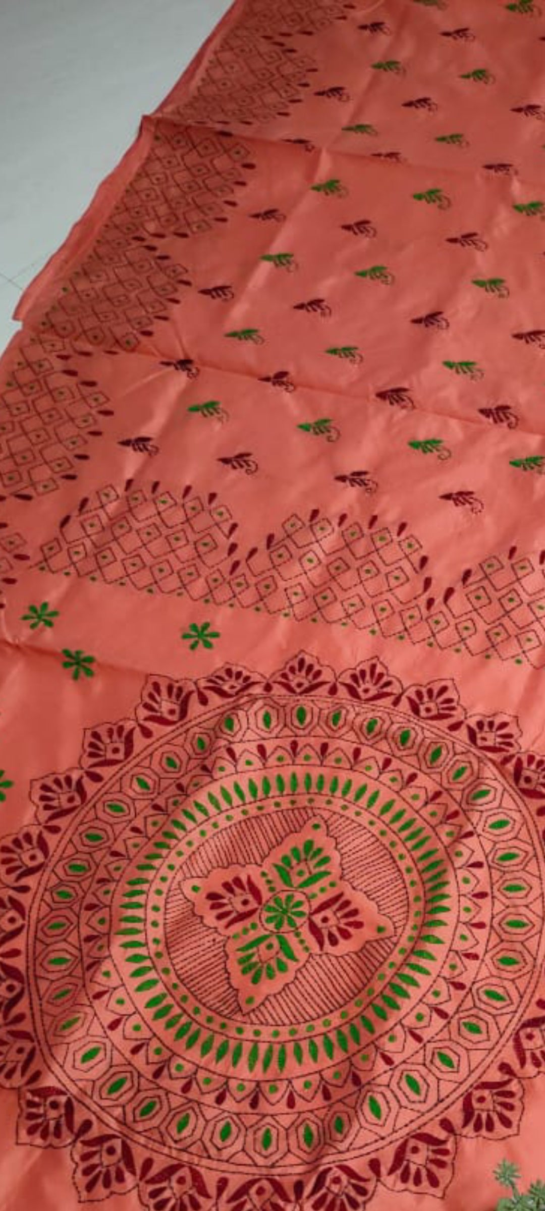 Assam silk Hand stitch Kantha work saree