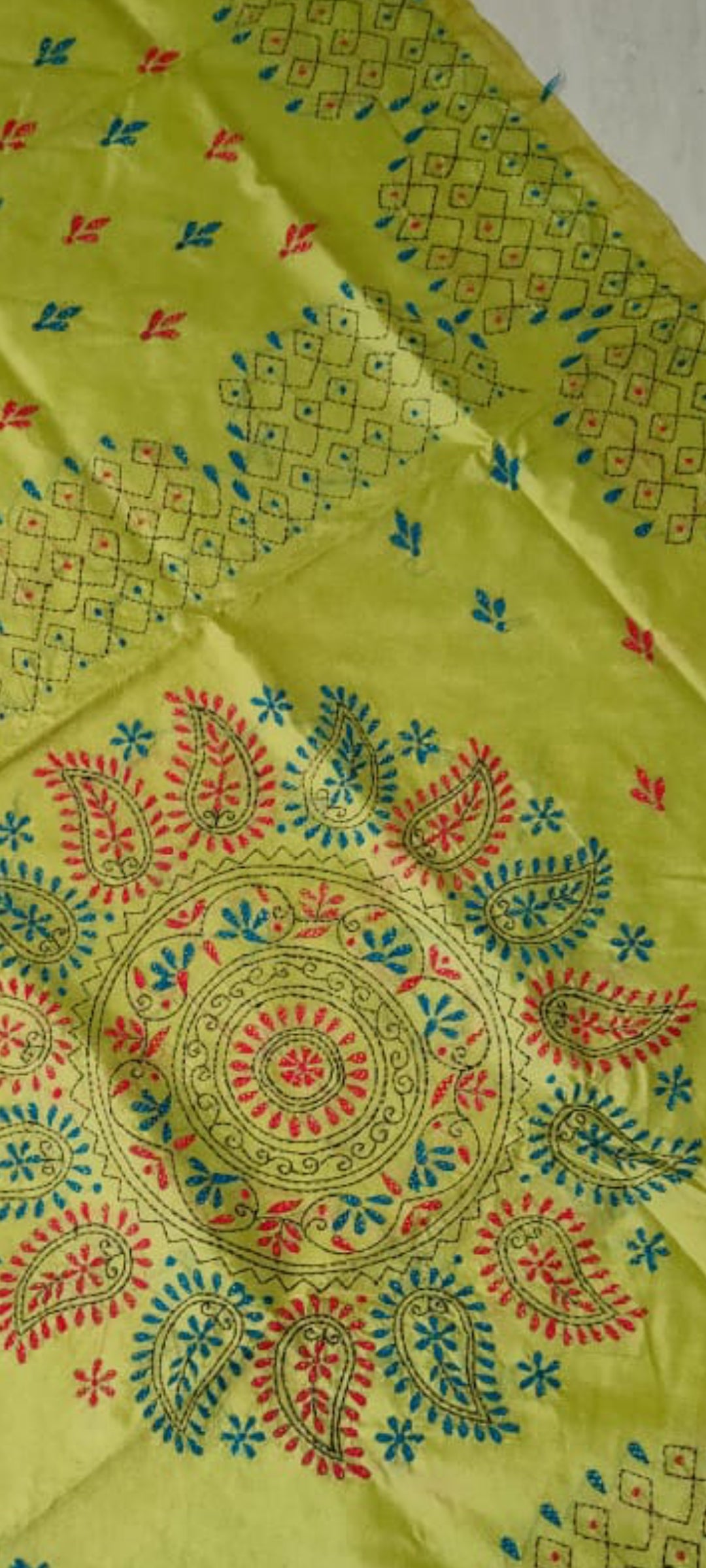 Assam silk Hand stitch Kantha work saree