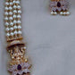 Multi strand pearl haram with lakshmi side pendant