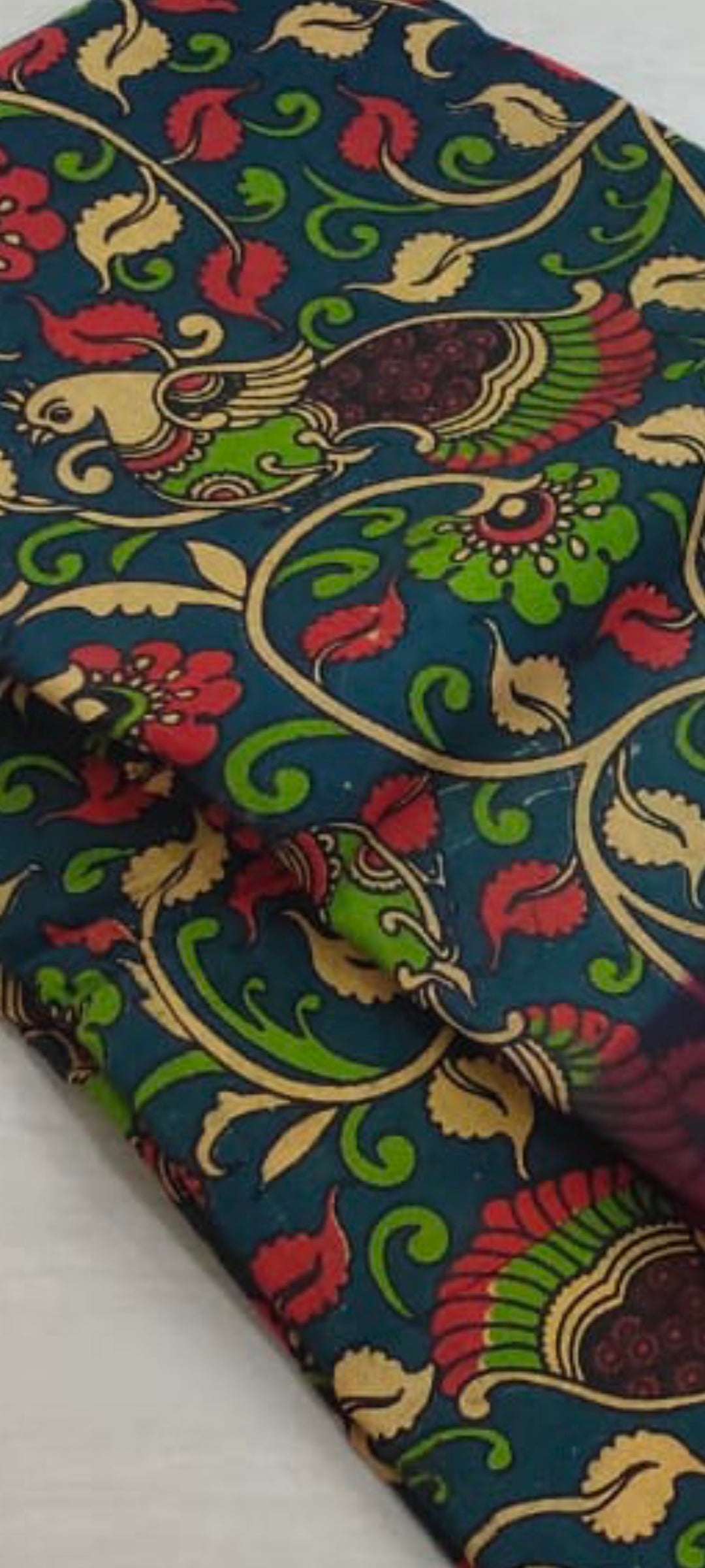 Mayuri Sungudi Kalamkari print Cotton Saree with big border