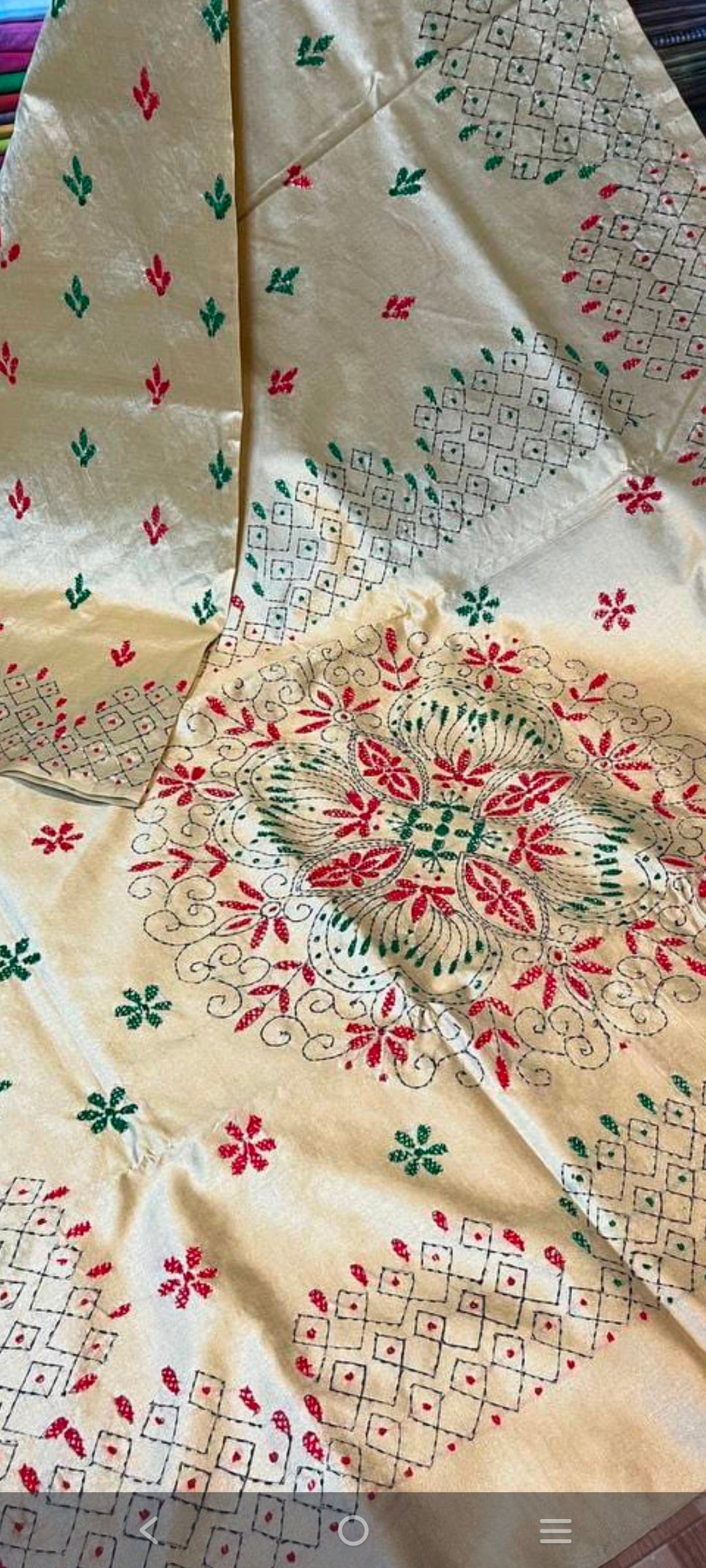 Stunning Assam silk with Kantha hand-stitch work