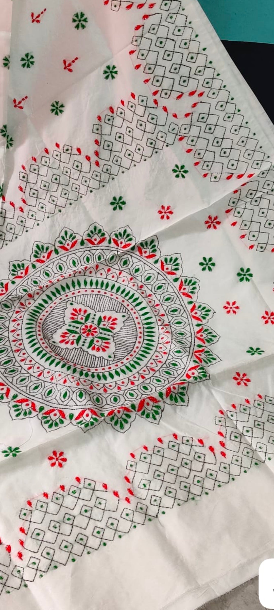 Assam silk Hand stitch Kantha work saree