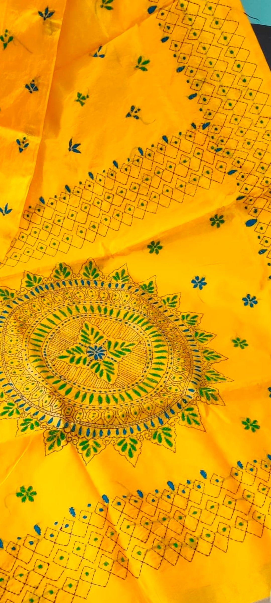 Assam silk Hand stitch Kantha work saree