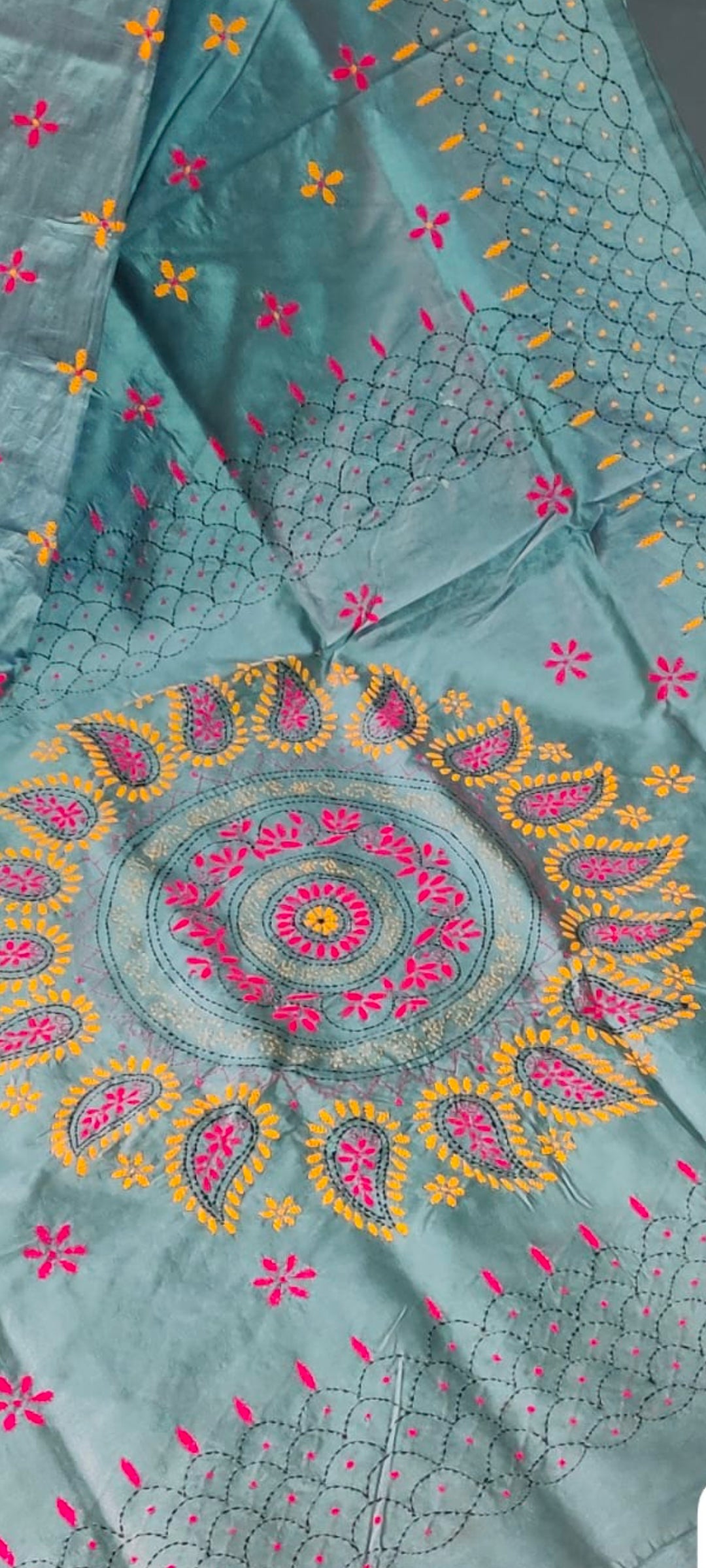 Assam silk Hand stitch Kantha work saree