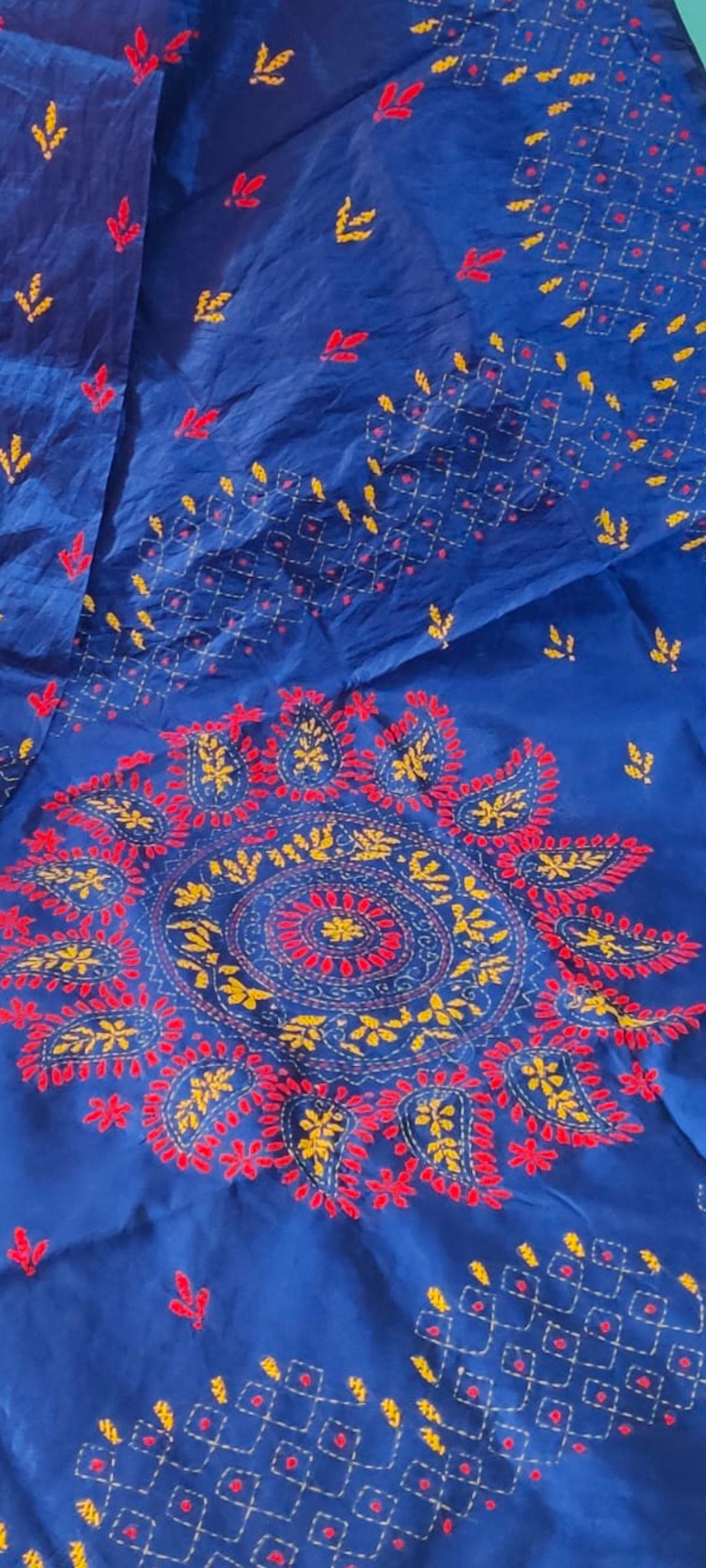 Assam silk Hand stitch Kantha work saree