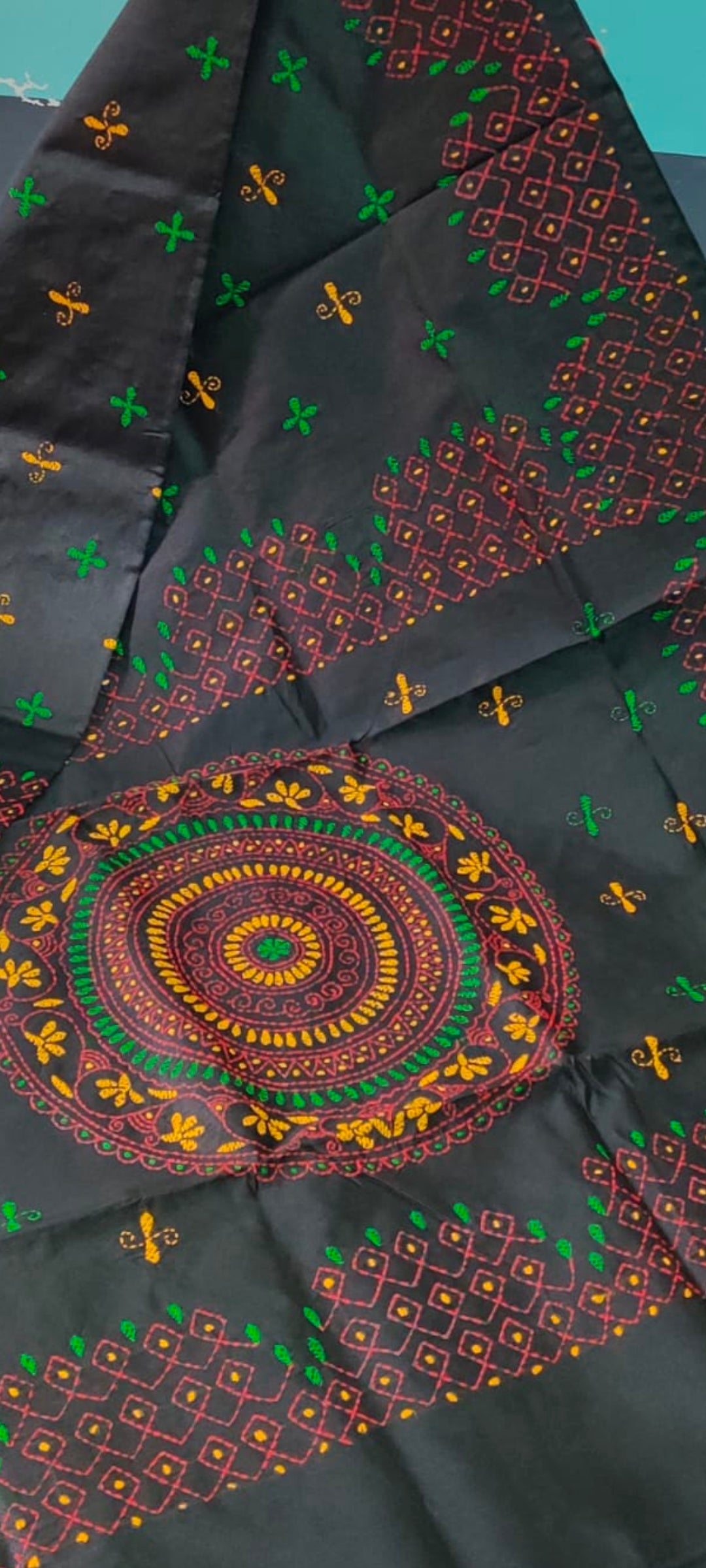 Assam silk Hand stitch Kantha work saree