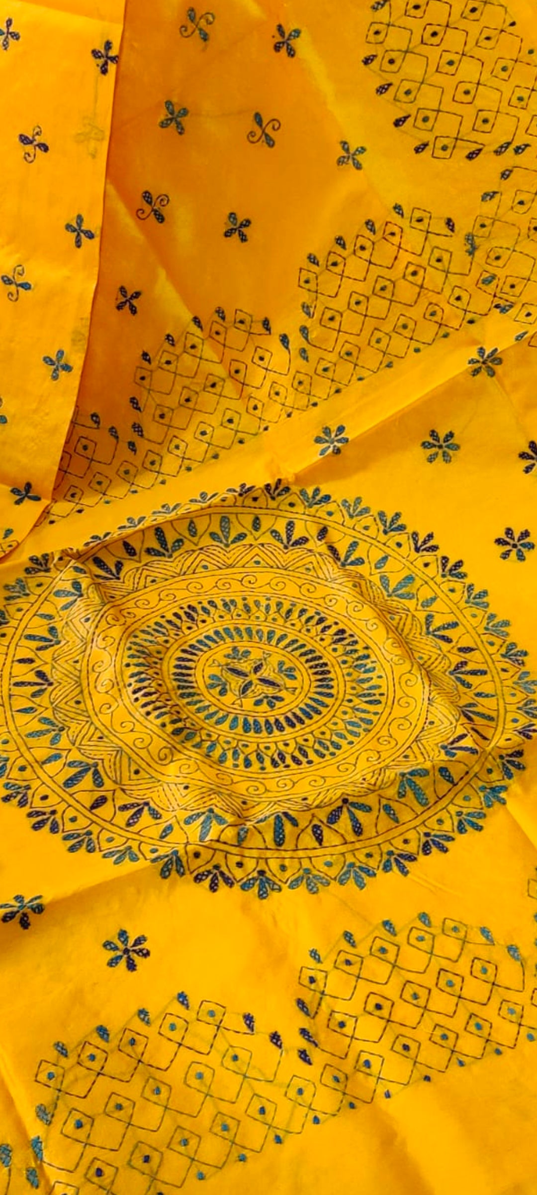 Assam silk Hand stitch Kantha work saree