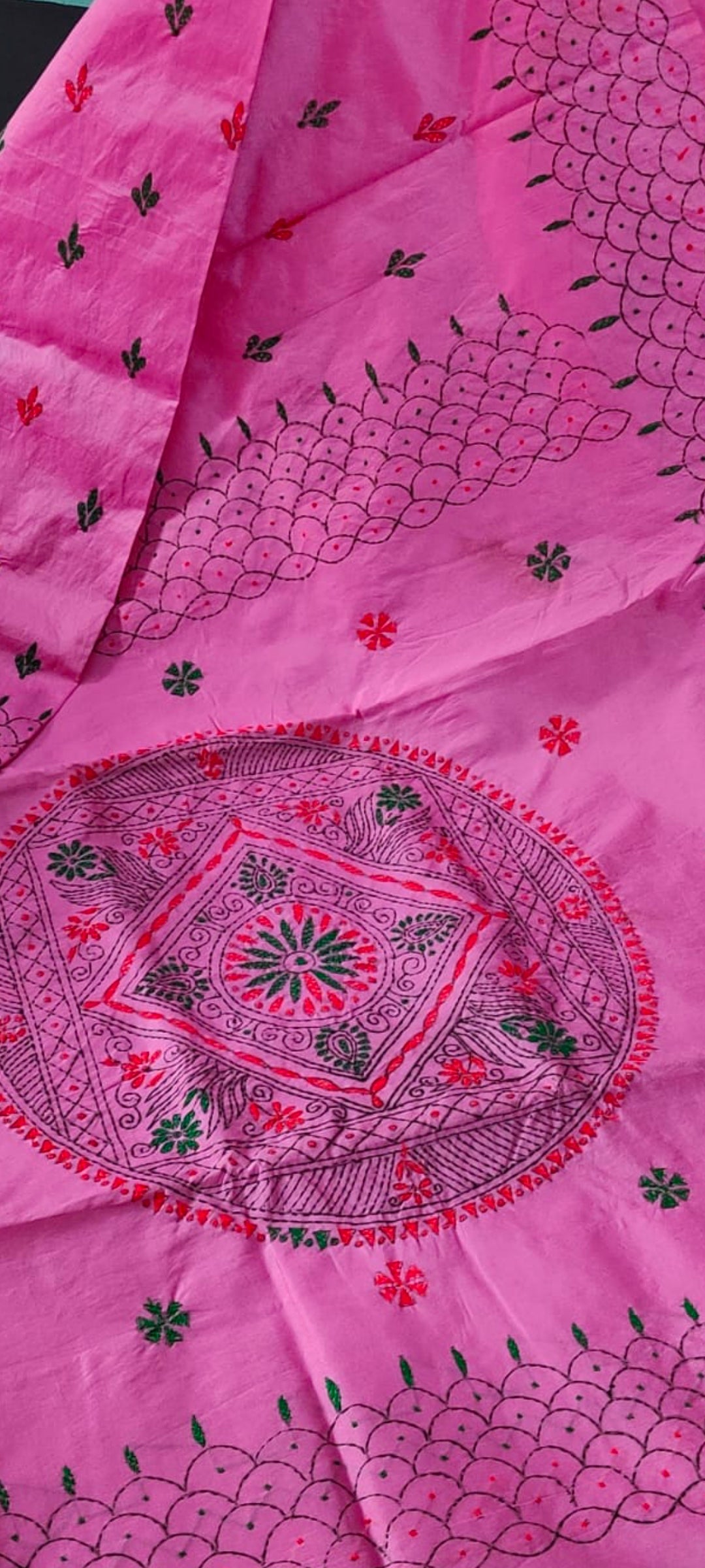 Assam silk Hand stitch Kantha work saree