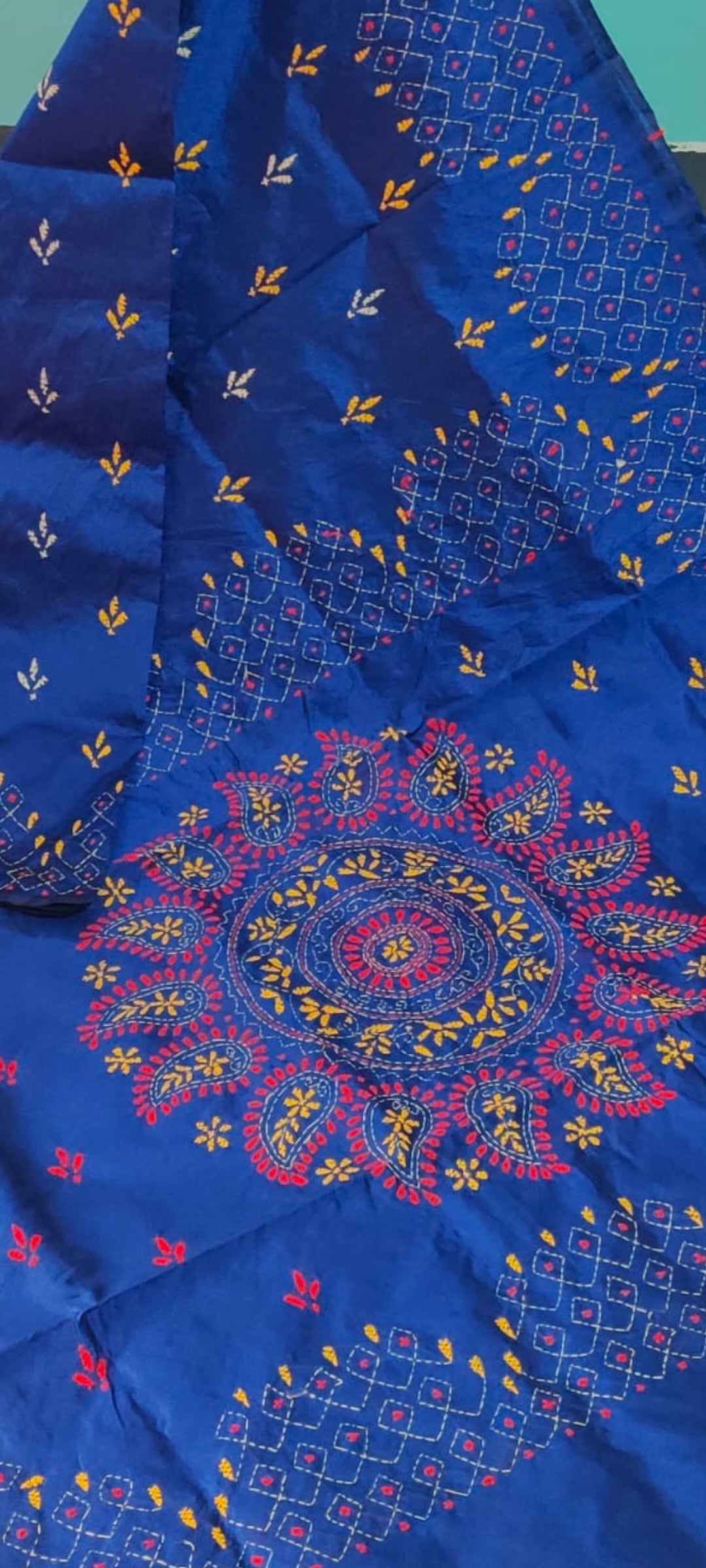 Assam silk Hand stitch Kantha work saree