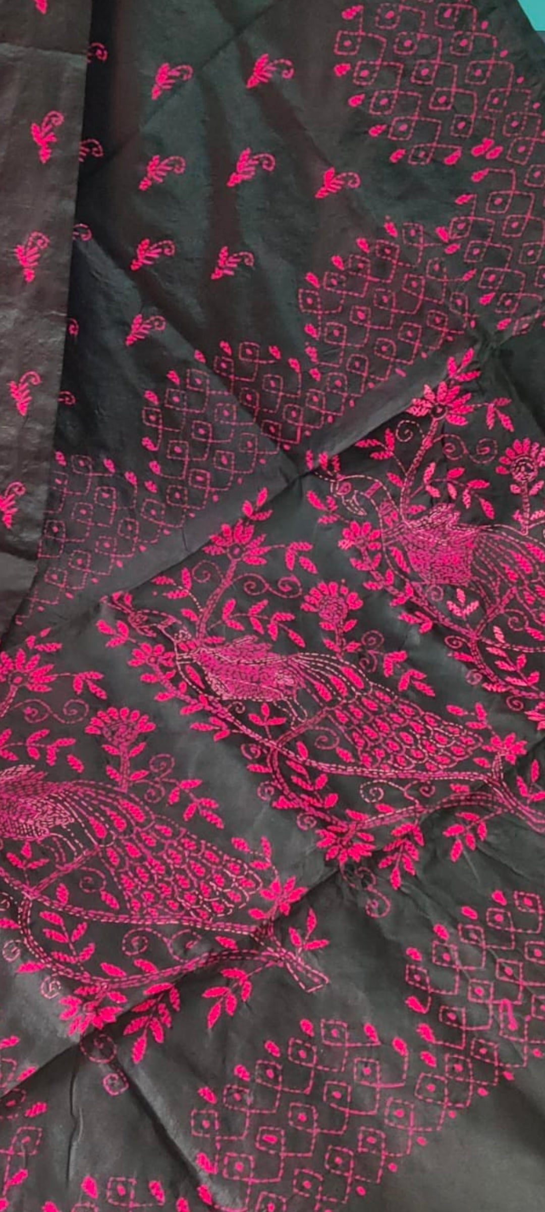 Assam silk Hand stitch Kantha work saree