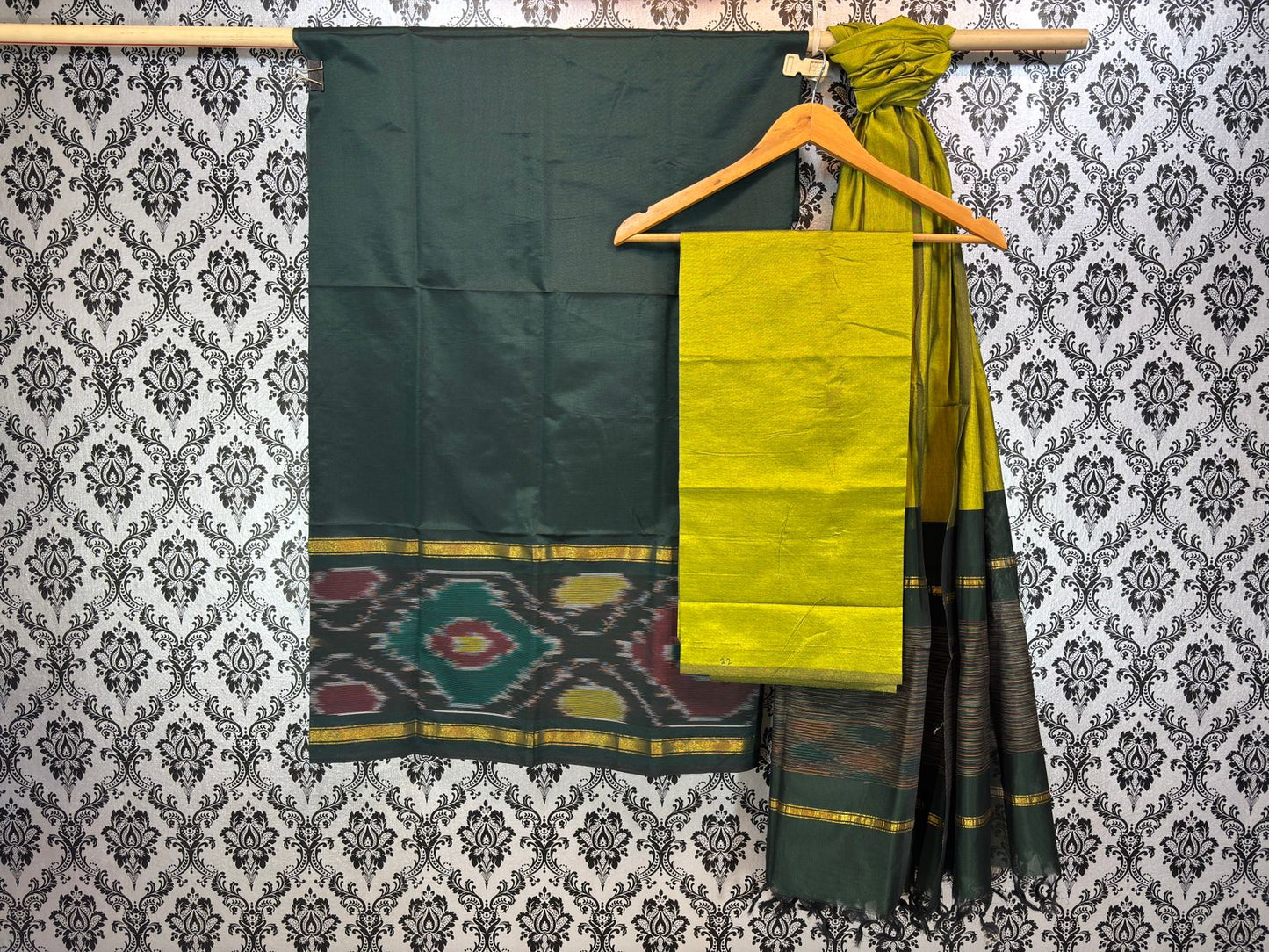 Pochampally Ikkat silk mix poly cotton dress materials