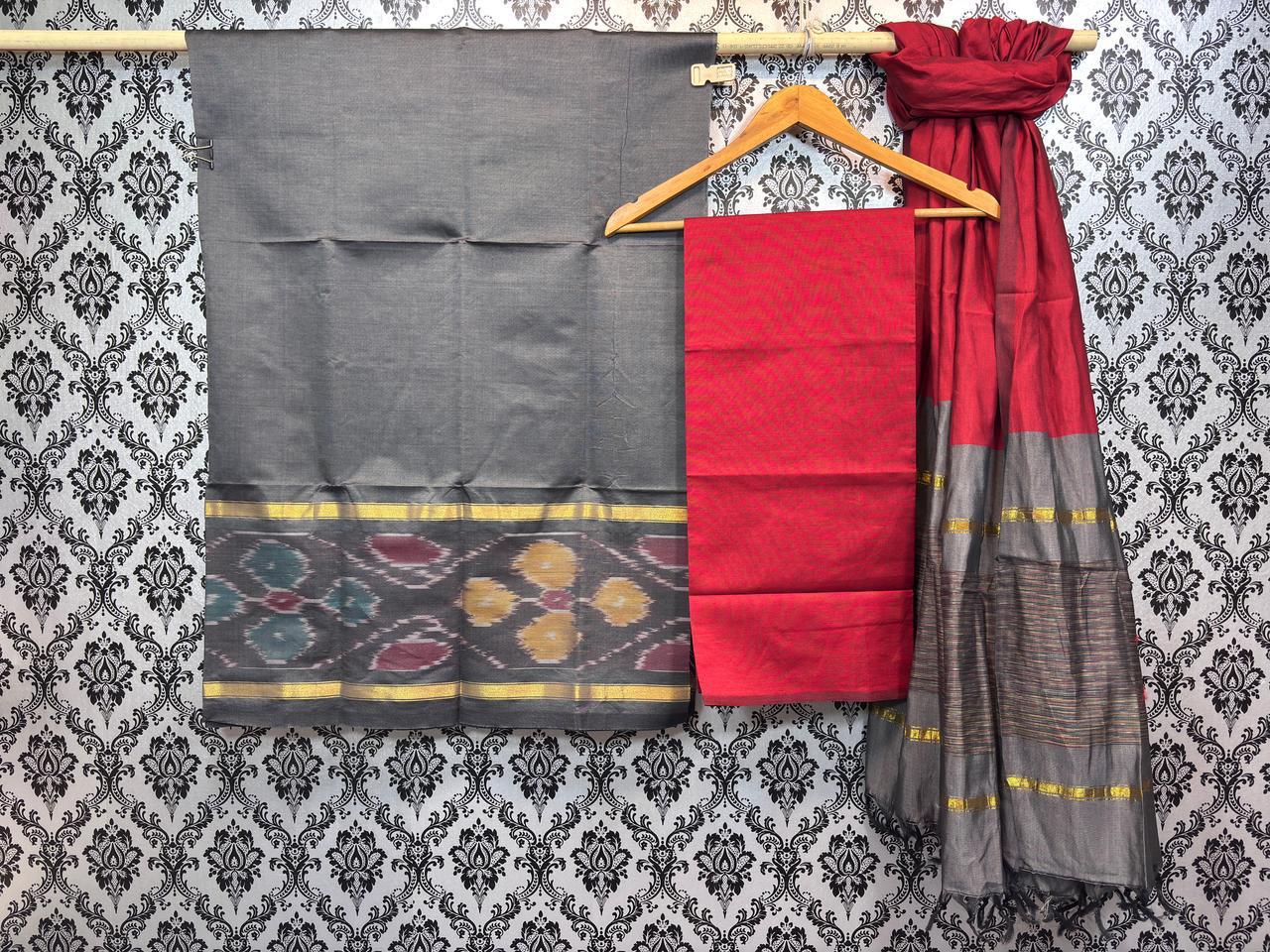 Pochampally Ikkat silk mix poly cotton dress materials