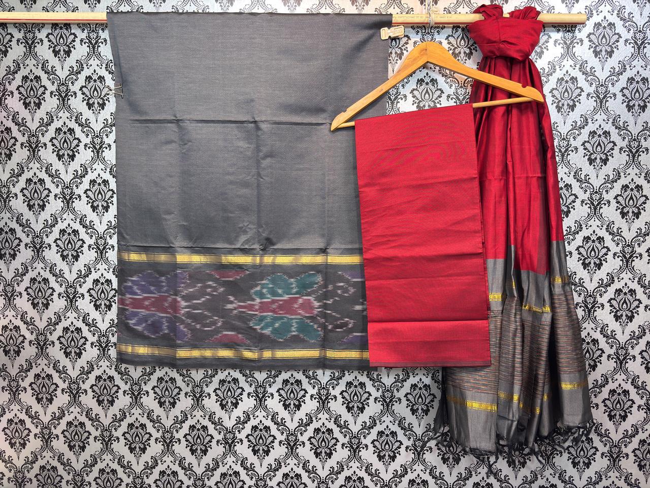 Pochampally Ikkat silk mix poly cotton dress materials