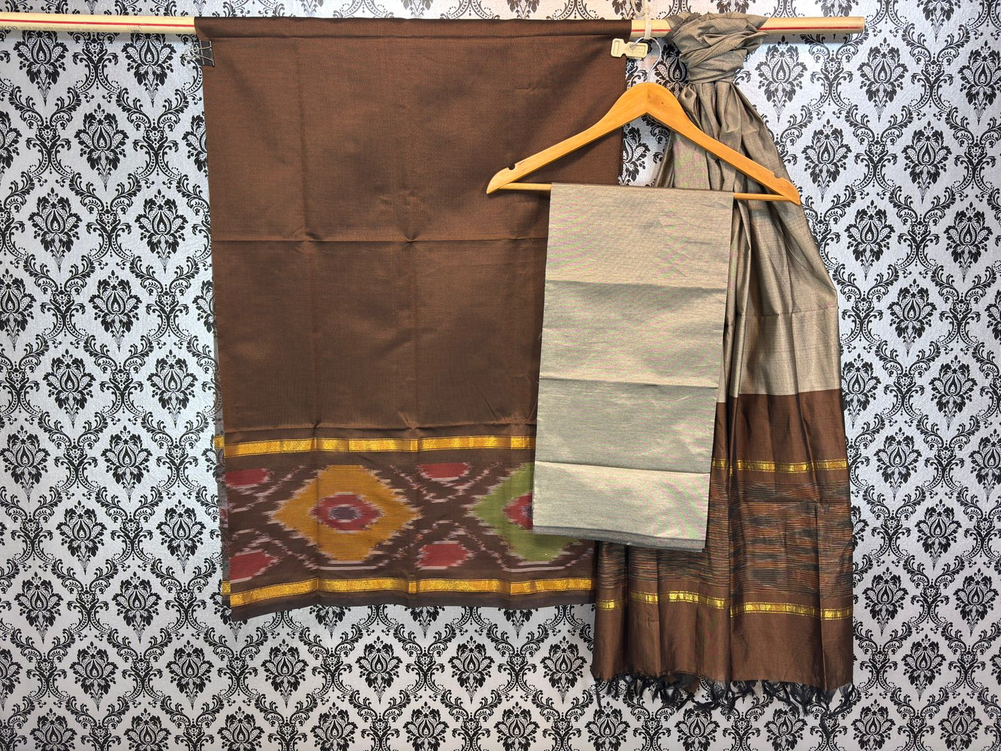 Pochampally Ikkat silk mix poly cotton dress materials