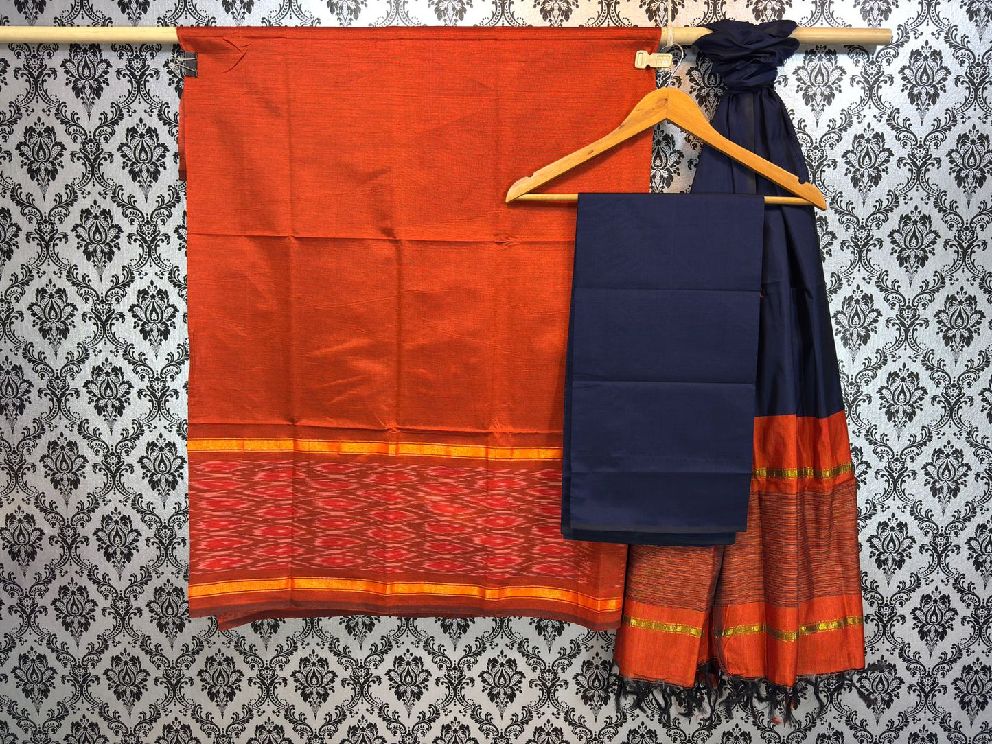 Pochampally Ikkat silk mix poly cotton dress materials