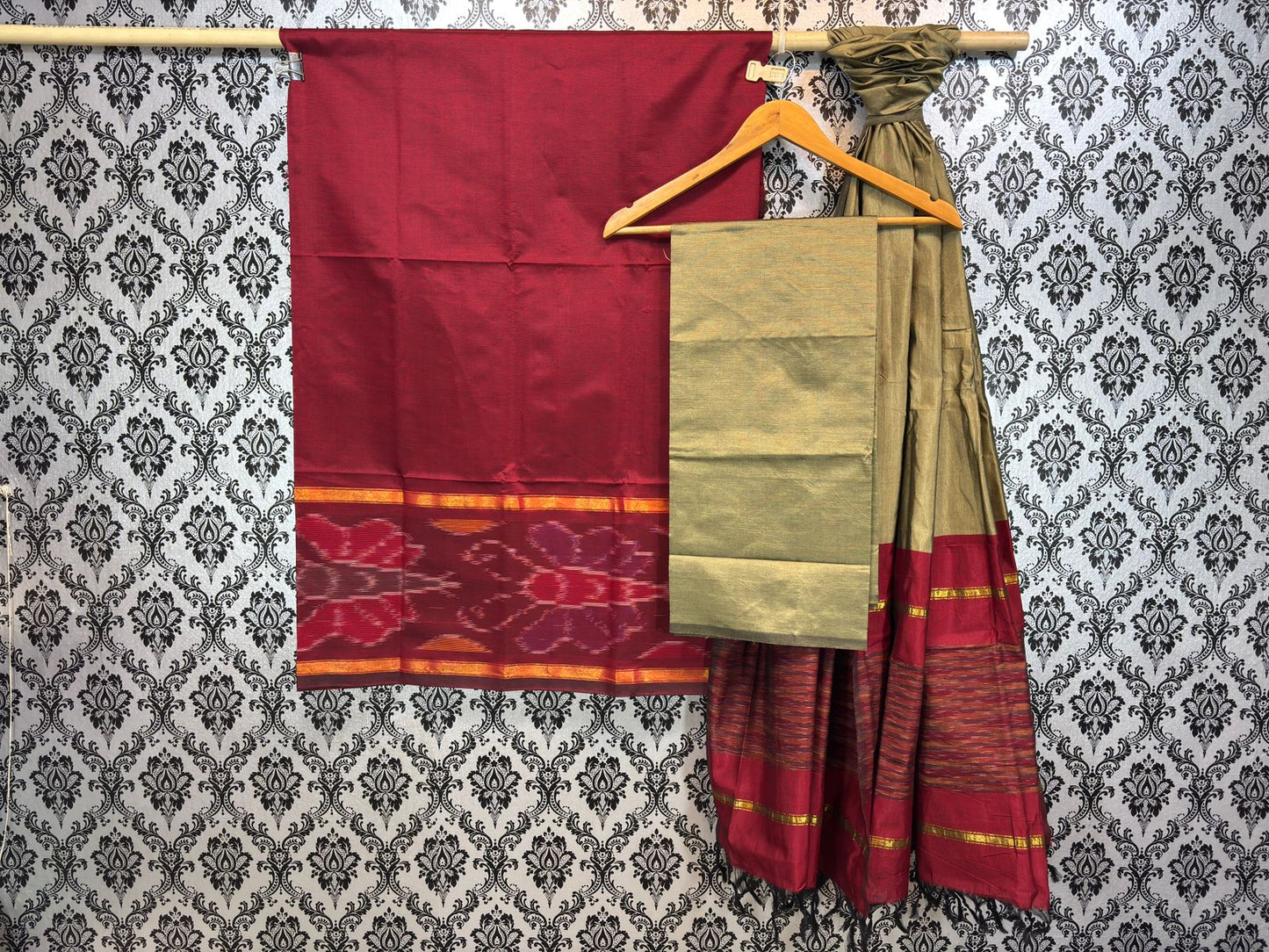 Pochampally Ikkat silk mix poly cotton dress materials