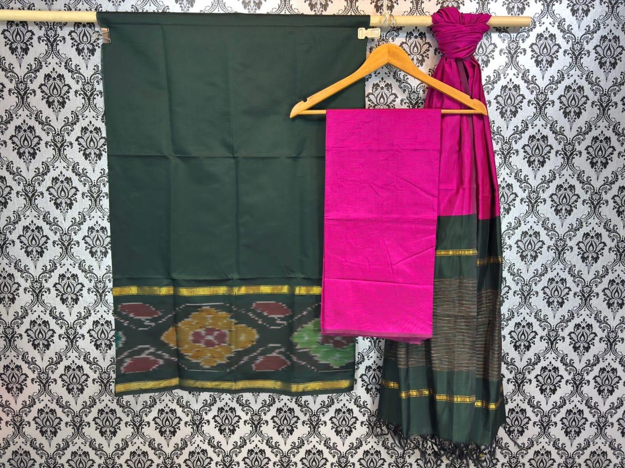 Pochampally Ikkat silk mix poly cotton dress materials