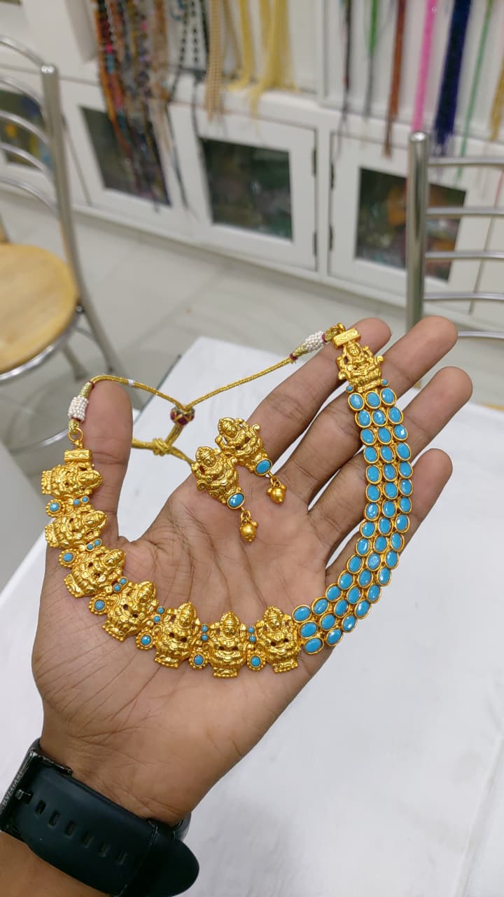 Traditional South Indian temple jewelry.