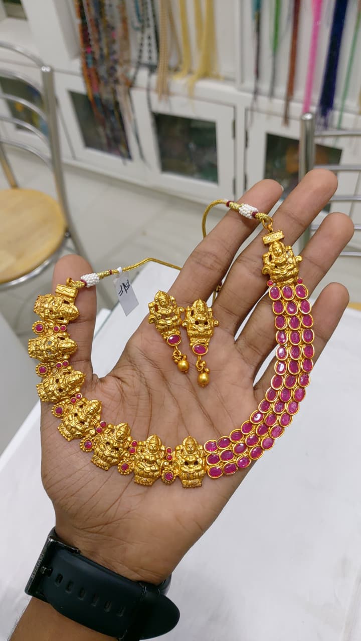 Traditional South Indian temple jewelry.