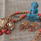 Elegant Coral Jewellry set with Lakshmi pendant