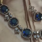 Elegant Blue and white cut stone choker set