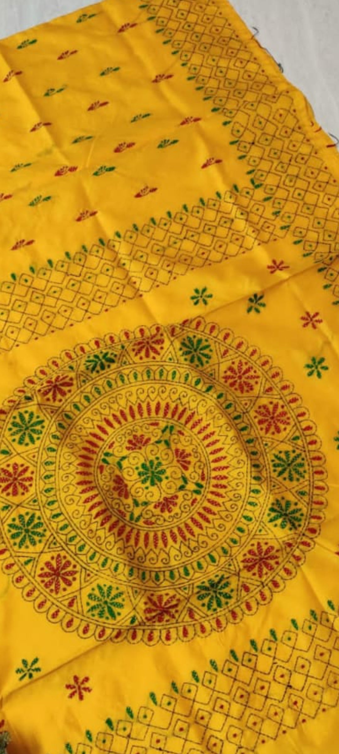 Assam silk Hand stitch Kantha work saree