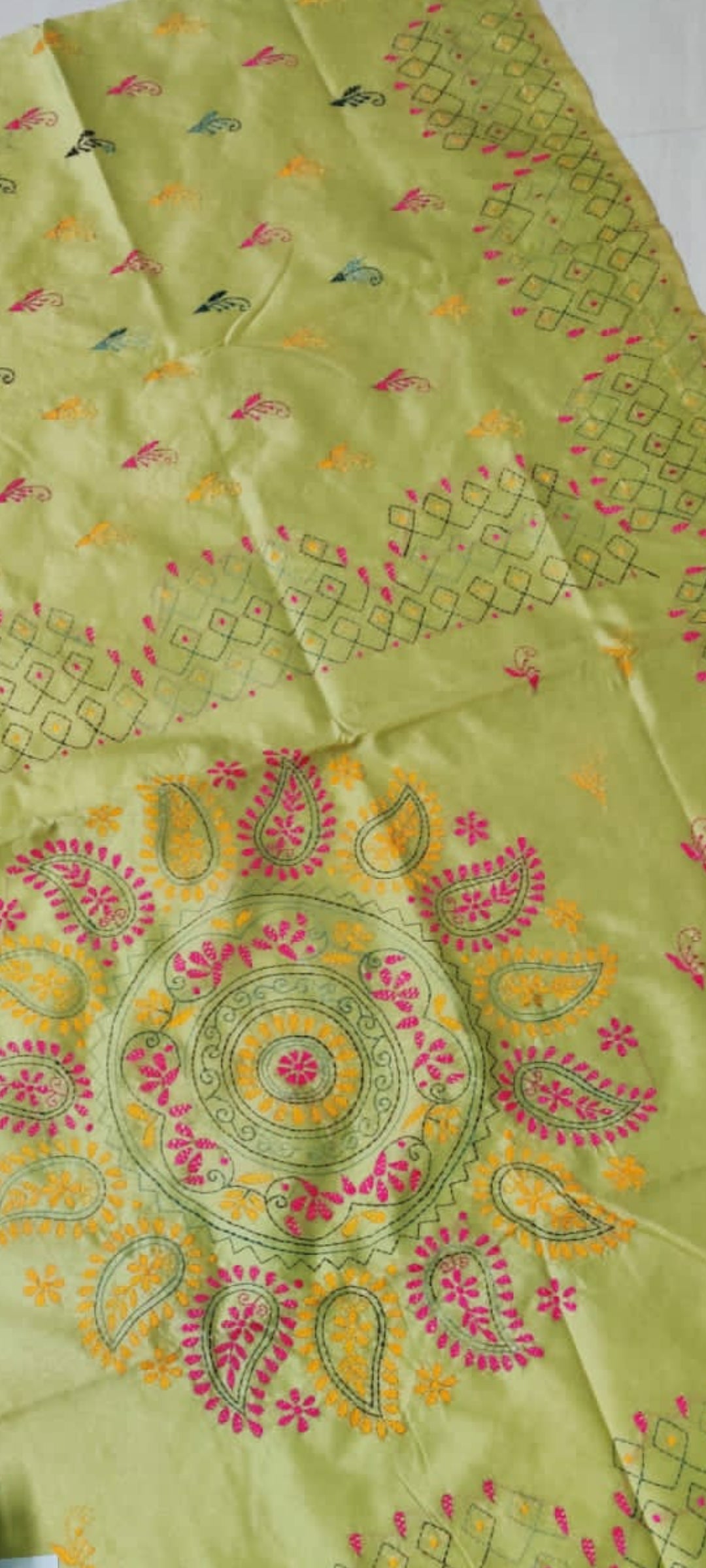 Assam silk Hand stitch Kantha work saree